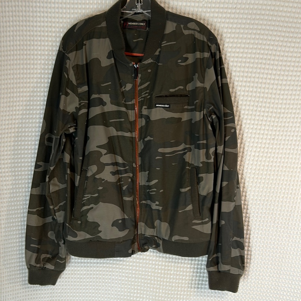 Members Only Women’s Green Camo 80’s Flavor Boyfriend Jacket Size Large
